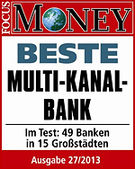 Auszeichnung Beste Multi-Kanal-Bank
